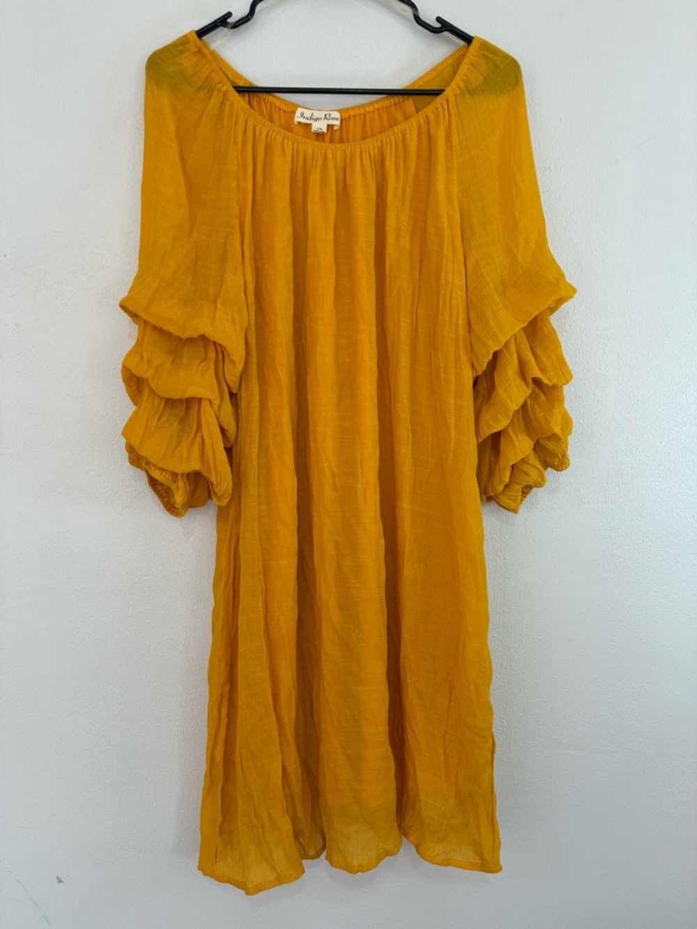 Mustard Yellow Ruffle Sleeve Boho Dress